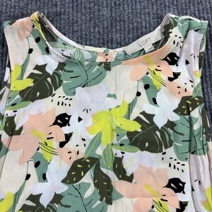 Loft Peplum Top Women Size S Multicolor Tropical Floral Sleeveless Rayon